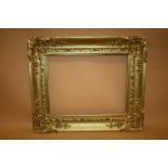 A 19TH CENTURY GILT PICTURE FRAME REBATE SIZE - 46.5CM X 36.5CM APPROX
