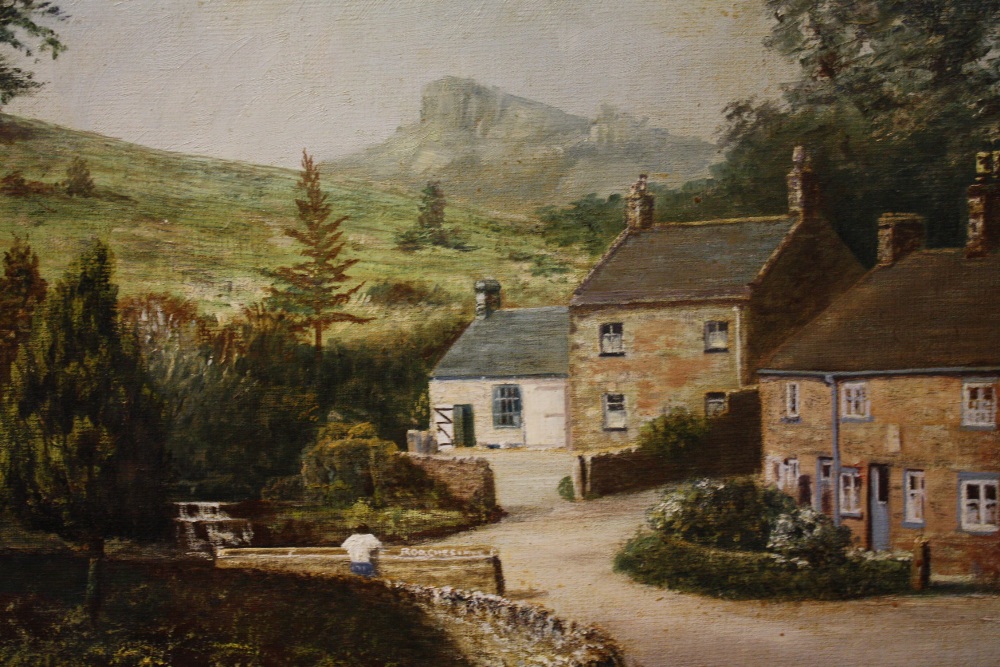 AN OVAL FRAMED OIL ON BOARD DEPICTING A COUNTRY VILLAGE SCENE SIGNED C. BEARDMORE - Image 2 of 3