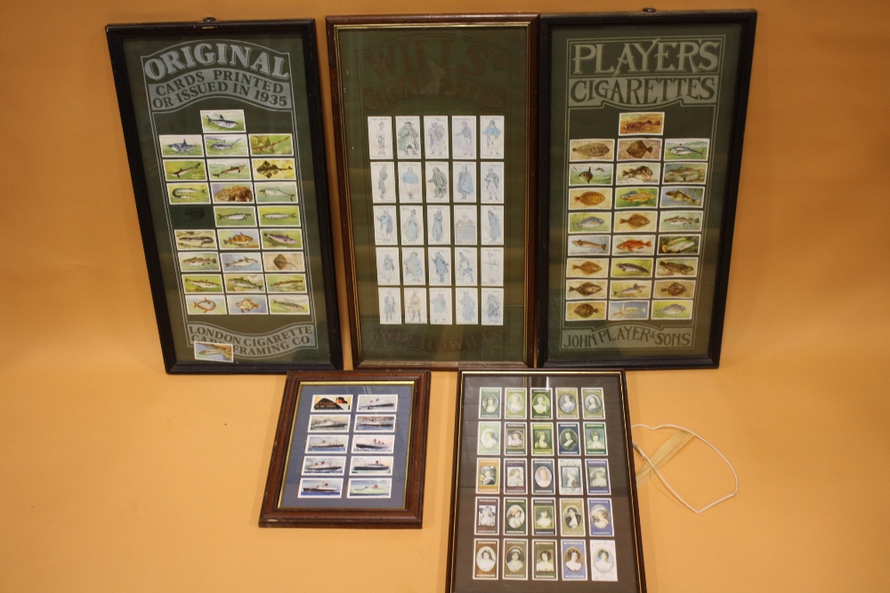 A COLLECTION OF FRAMED AND GLAZED CIGARETTE CARDS