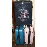 THREE SUITCASES TO INCLUDE A FLORAL EXAMPLE