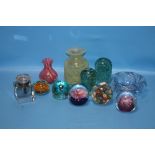 A COLLECTION OF GLASS PAPERWEIGHTS ETC.