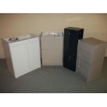 TWO BATHROOM SINK VANITY UNITS AND TWO STORAGE UNITS