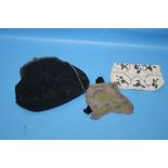 THREE VINTAGE EVENING BAGS, to include a white metal mesh type, and a beaded example (3)