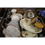 TWO TRAYS OF CERAMICS AND SUNDRIES TO INCLUDE GRINDLEY