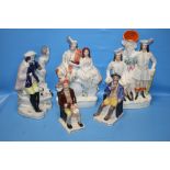 FIVE STAFFORDSHIRE STYLE FIGURES TO INCLUDE 'TAM O'SHANTER', 'SOUTER JOHNNIE', 'ROBIN HOOD' AND