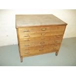 A RETRO SIX DRAWER MAP STORAGE CHEST, SOLID STRUCTURAL CONDITION WITH COSMETIC WEAR