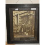 A FRAMED PHOTOGRAPH OF LADIES IN FRONT OF A FOUNTAIN