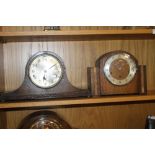 TWO MANTEL CLOCKS TO INCLUDE A NAPOLEON HAT STYLE