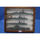 A COLLECTION OF MODEL SHIPS IN DISPLAY CABINET