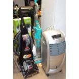 COLLECTION OF FOUR HOOVERS TO INCLUDE DYSON, BOXED G-TECH TOGETHER WITH A DEHUMIDIFIER