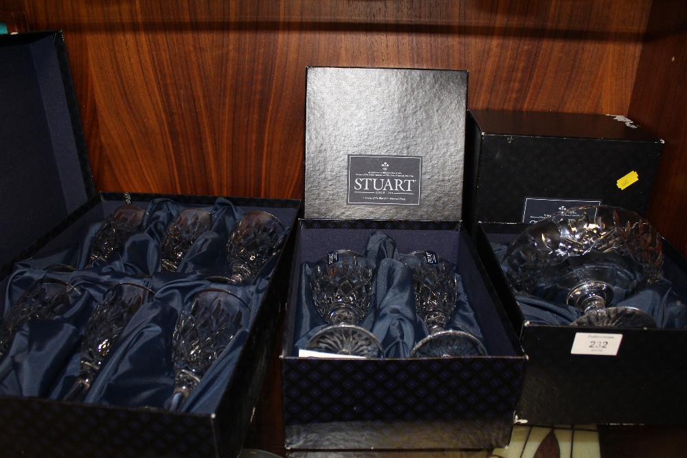 TWO BOXES OF STEWART DRINKING GLASSES TOGETHER WITH A BOWL