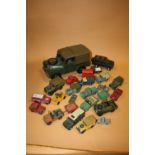 A COLLECTION OF ASSORTED DIE CAST LAND ROVER TOY CARS TO INCLUDE DINKY AND CORGI EXAMPLES ETC