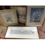 FOUR SIGNED FRAMED AND GLAZED PRINTS TO INCLUDE ANNE COTTERILL, WILLIAM WELCH ETC