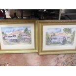 GARETH BASSETT = A PAIR OF GILT FRAMED AND GLAZED SIGNED LIMITED EDITION PRINTS ENTITLED 'HOME ON