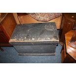 A VINTAGE PINE CARPENTERS TOOL BOX H - 55 CM W - 87 CM