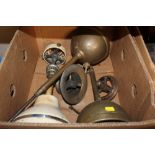 A BOX OF THREE OIL LAMPS