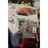 A TRAY OF VINTAGE CAR BOOKS, CALENDARS ETC