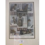 A FRAMED & GLAZED VINTAGE PRINT ENTITLED A DOG NOVEL