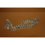 A LONDON HALLMARKED SILVER HEART CURB LINK BRACELET - APPROX 27 g