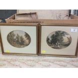 TWO SMALL FRAMED AND GLAZED COUNTRY SCENES WITH FIGURES