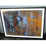 KING & McGAW FRAMED AND GLAZED MODERN PRINT, WIND UP BY MICK GRONEK OVERALL - 85 CM X 112.5 CM