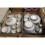 TWO TRAYS OF ROYAL DOULTON MOONSTONE TEA AND DINNER WARE