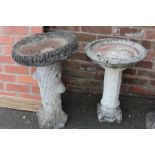 TWO ORNAMENTAL STONE BIRD BATHS