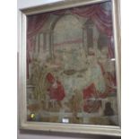 A LARGE FRAMED & GLAZED NEEDLEWORK OF A RELIGIOUS SCENE