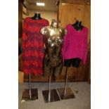 THREE RETAIL HALF BODY / TORSO FEMALE SHOP / WINDOW DISPLAY MANNEQUINS ON STANDS