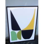 KING & McGAW FRAMED AND GLAZED MODERN PRINT, GREEN & YELLOW BY INALUXE - OVERALL 113 CM X 82.5 CM