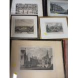 A SELECTION OF ETCHINGS AND VINTAGE PICTURES ETC TO INCLUDE TOWN SCENES, PORTRAITS ETC