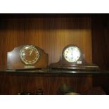 TWO VINTAGE OAK MANTEL CLOCKS TO INCLUDE A SMITHS EXAMPLE