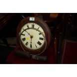 AN ANTIQUE MAHOGANY CIRCULAR DIAL WALLCLOCK A/F DIAL DIA. 8"