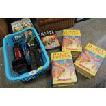 A COLLECTION OF HARRY POTTER BOOKS, TOGETHER WITH THREE ACTION MAN TOYS ETC.