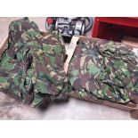 TWO BOXES OF MENS ARMY TROUSERS & JACKETS ETC