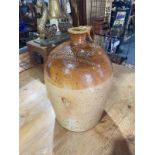 A LARGE MID 19TH CENTURY STONEWARE FLAGON MARKED '3' FOR THREE GALLONS AND IMPRESSED WITH 'Cobbold