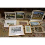A COLLECTION OF FRAMED AND GLAZED WATERCOLOURS ETC (10)