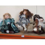 THREE PORCELAIN HEADED DOLLS TO INCLUDE A LEONARDO COLLECTION EXAMPLE