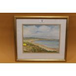 L S SANGER - A FRAMED AND GLAZED WATERCOLOUR SEASCAPE SIGNED LOWER RIGHT DATED 1921 - OVERALL SIZE