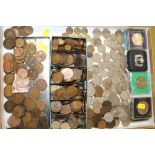 A TRAY OF ASSORTED COINAGE