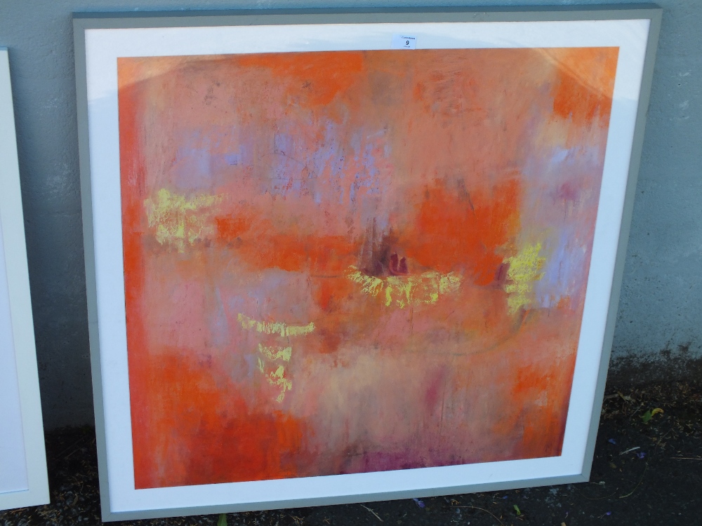 KING & McGAW FRAMED AND GLAZED MODERN PRINT, LOTUS BY SECK - OVERALL 92 CM X 92 CM