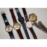 FIVE VINTAGE GENTS WRISTWATCHES TO INC ROTARY