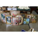 A QUANTITY OF FRAMED AND GLAZED NEEDLEWORKS TO INCLUDE PORTRAITS AND FLORAL EXAMPLES (17)