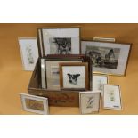 A BOX OF ASSORTED PICTURES AND PRINTS, PAILLARD ETCHINGS ETC