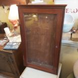 AN EDWARDIAN MAHOGANY GLASS FRONTED DISPLAY CABINET, DEPTH 5 CM