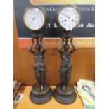 A CLASSICAL STYLE FIGURAL CLOCK AND BAROMETER SET