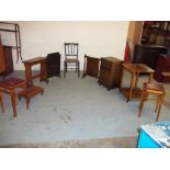 A SELECTION OF NINE ITEMS TO INCLUDE STOOLS AND A BEDSIDE ETC.