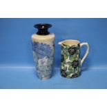 A MOORLAND CERAMIC VASE MARKED L. B. MOORCROFT NO. 80/750 TOGETHER WITH A MOORLAND JUGCondition