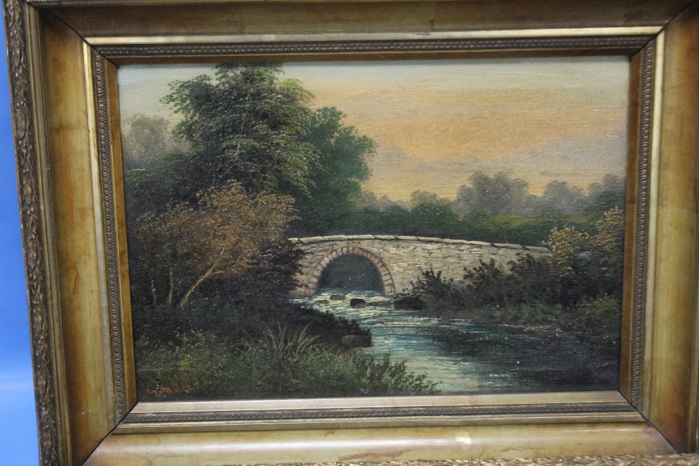 TWO FRAMED OIL PAINTINGS ON BOARD OF RIVER SCENES SIGNATURES INDISTINCT - Image 2 of 5