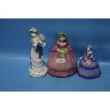 A W. M. GOSS '"GWENDA'" FIGURINE AND TWO COALPORT FIGURINES TO INCLUDE '"MINUETS'" AND '"MISS JANE'"